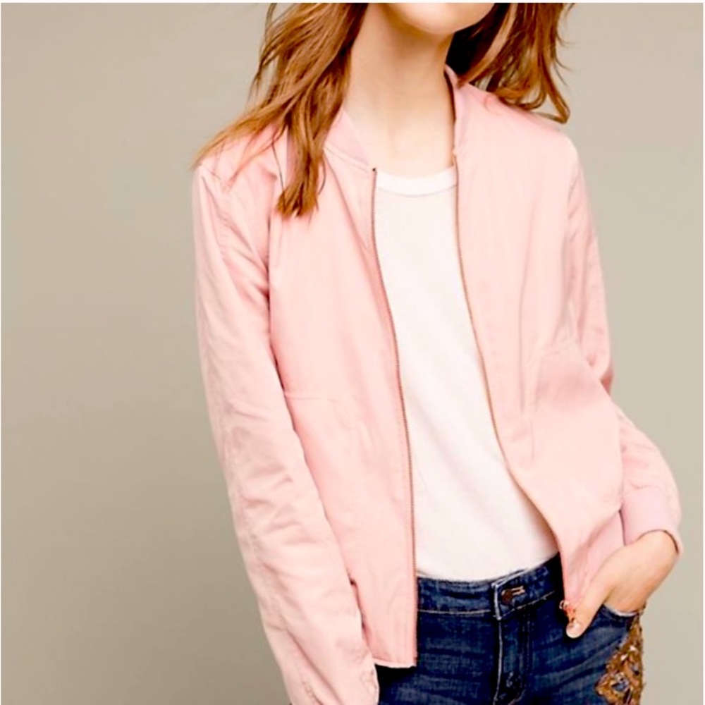 Anthropologie - Hei Hei Journey Pink Bomber Jacket